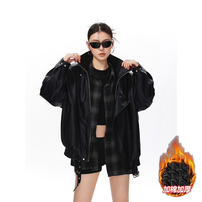 双层领大码M-5XL机车PU皮衣男JK78095特P118加棉特P138控208图片