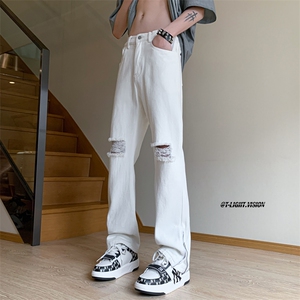 B221美式ins高街小众百搭微喇拉链破洞牛仔裤LK23086-P60控78