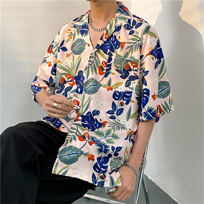 夏季五分袖潮牌宽松垂感面料男式痞帅衬衫男百搭防晒服外套夹克,男装衬衫,星座301D-5(原星座1415）