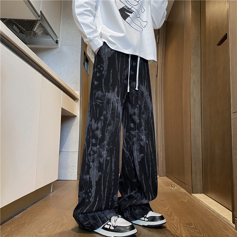 新中式水墨画扎染设计灯芯绒宽松休闲裤B315-K25494-特p25控48,男装休闲裤,电商B315