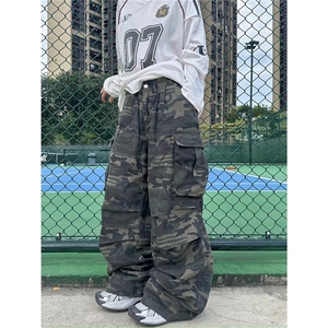 美式复古褶皱多口袋工装水洗迷彩工装裤街头阔腿裤 网图 Z505-P52图片