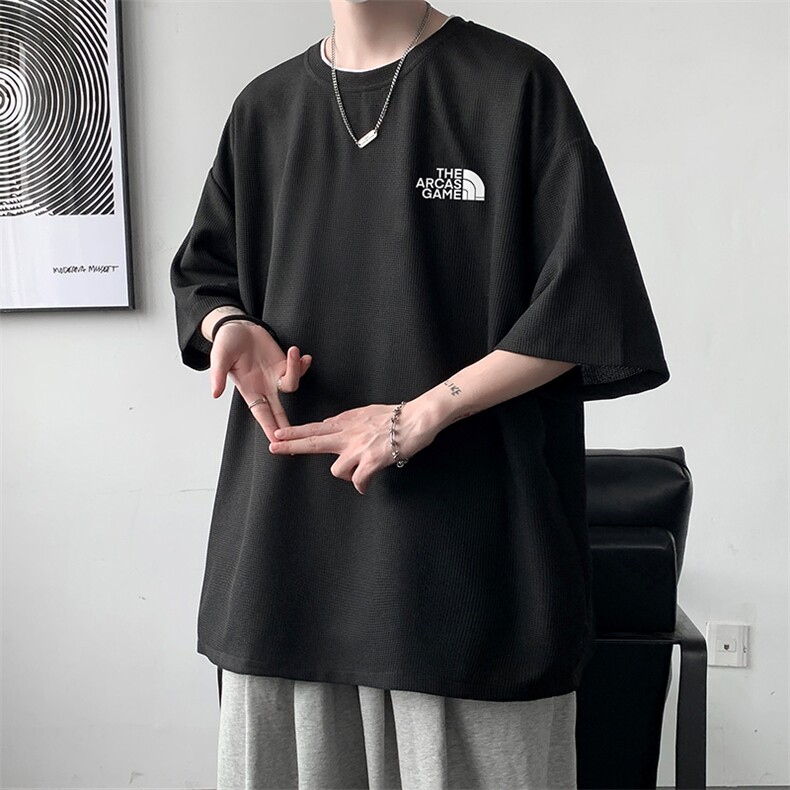 HT73232-P22华夫格t恤男短袖男大码五分袖大皂风,男装T恤,电商A040