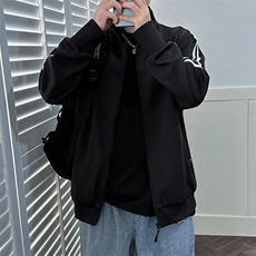 现货开衫卫衣外套男垂感运动服上衣宽松立领夹克A116P65加绒P75，男装夹克，电商A351