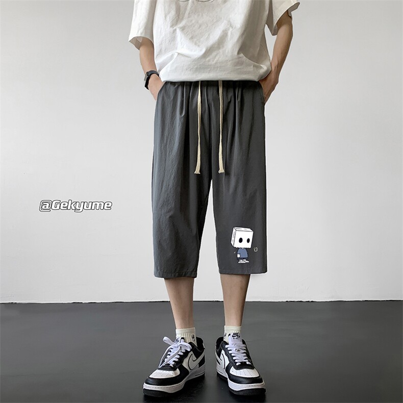 冰丝七分裤男大码速干短裤男五分裤黑地板风格QK72400-P25,男装休闲裤,电商A040