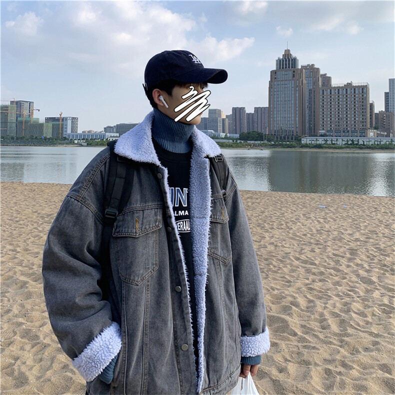2023秋冬宽松港风加绒加厚牛仔夹克百搭复古上衣现货W217-P95,男装棉衣,星座512-2