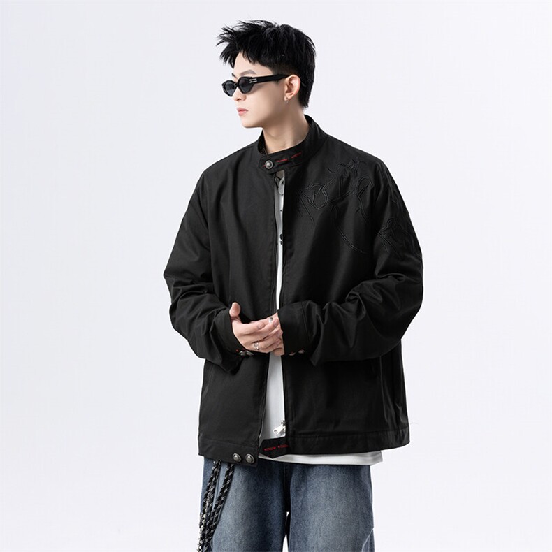 春季新款港风美式提花刺绣痞帅立领夹克男XZ213-JK1000-P88控118,男装夹克,星座213