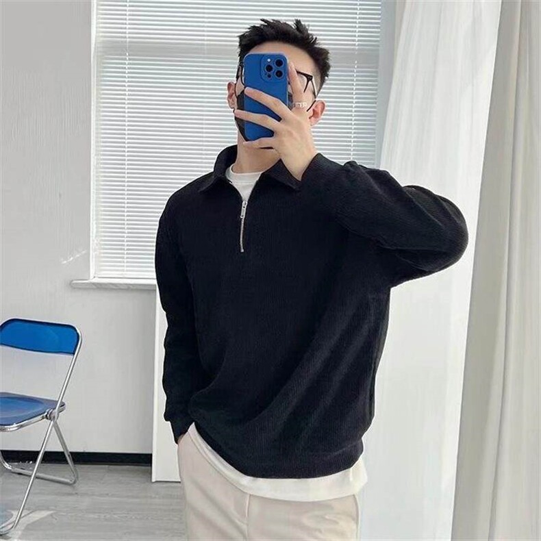 秋季新款半拉链卫衣男美式复古宽松休闲小众上衣纯色套头W8240,男装卫衣,星座1116A（原606A-3）