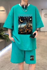 ！2025夏季新款男士华夫格短袖T恤套装学生一套HTZ102P50，男装T恤，电商B220