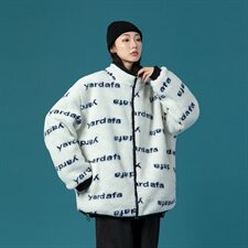 703-Y253冬季高品质印花时尚羊羔毛拼色外套双面穿棉衣，男装棉衣，星座703