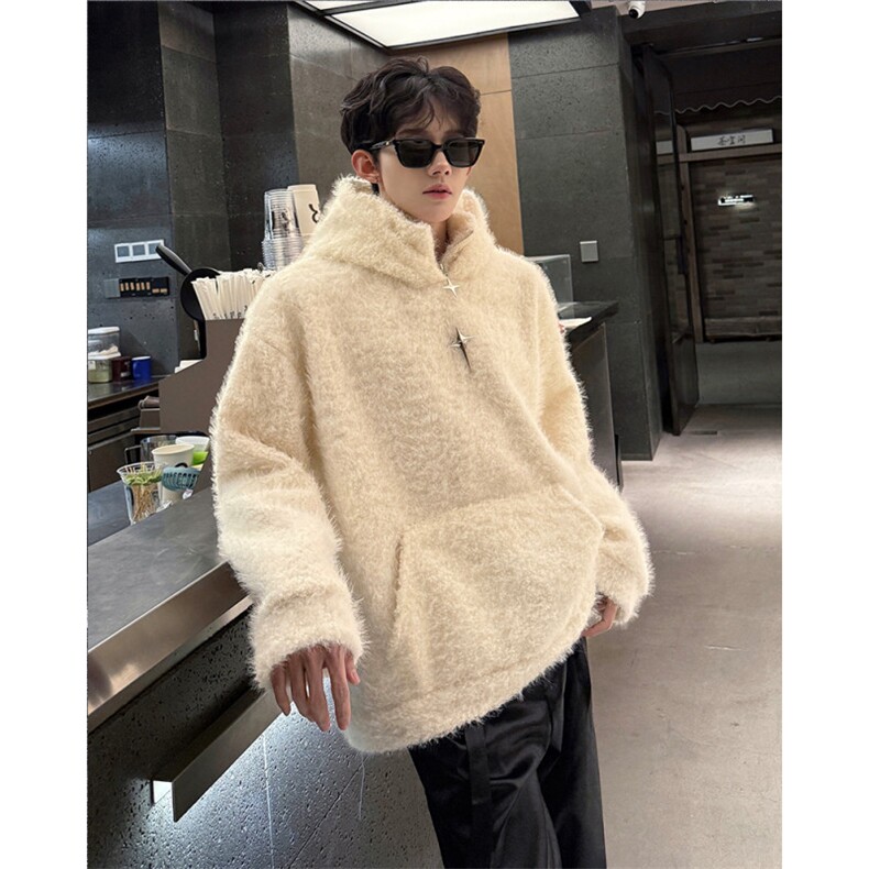 25加绒高克重保暖羽绒纱立领拉链连帽卫衣外套男女wy53-p98,男装棉衣,电商B288