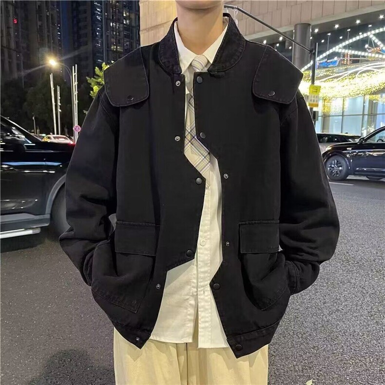 潮牌不规则牛仔外套港风韩版潮流宽松夹克-JK056,男装工装外套,星座1002-2