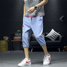 夏季男士牛仔裤新款韩版宽松束脚帅气休闲百搭七分裤8502-P35，男装牛仔裤，电商A318