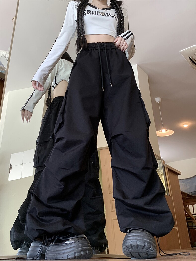 美式复古工装裤男女水洗棉褶皱层次感宽松hiphop嘻哈长裤潮,男装休闲裤,星座410-7