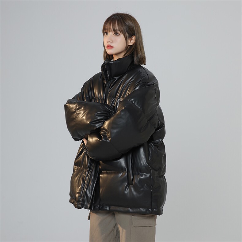 A203-P100冬季新款PU皮棉服字母立领棉服上衣港风个性,男装棉衣,星座911