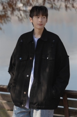 水洗工艺做旧牛仔夹克潮流设计时尚复古百搭外套HY481TP60控98，男装夹克，电商A102B