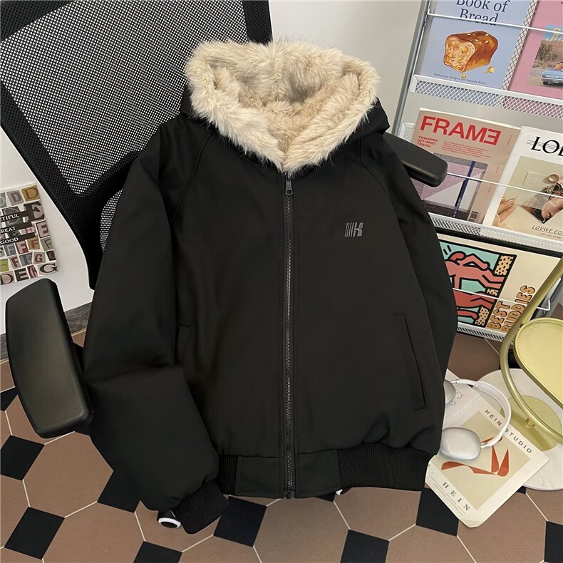 棉服毛毛男女韩版潮流连帽帅气2025冬季ins外套MF367-P95图片