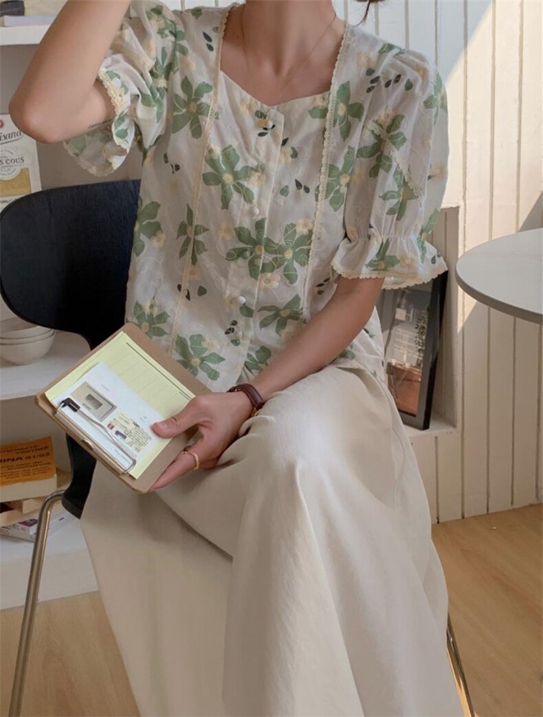 夏季新款短袖刺绣花朵小衫，其它，DAP