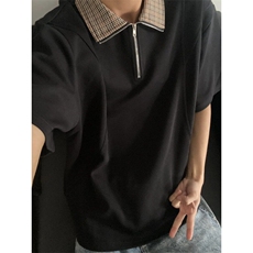 TXB88LL-P38cleanfit美式复古半拉链短袖t恤男高级感痞帅半袖，男装T恤，星座1007（原301D）