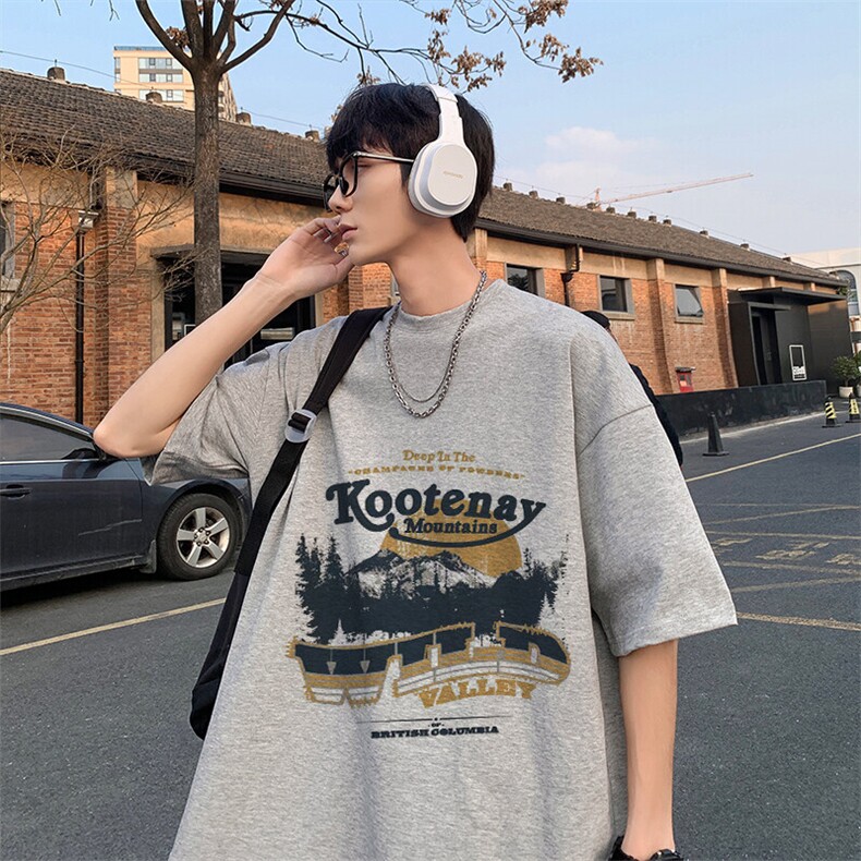 夏季新款棉港风宽松圆领230克纯棉短袖T恤-T732-P20，男装T恤，星座310B