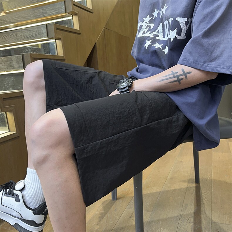 港风工装休闲裤高街五分裤宽松沙滩裤直通短裤DK237P28,男装休闲裤,星座1204-3