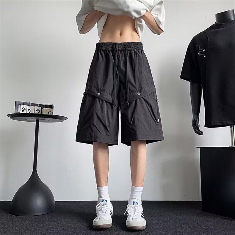 机能大口袋工装伞兵短裤男生宽松夏季阔腿休闲五分裤K6415-P34,男装牛仔裤,星座412-3