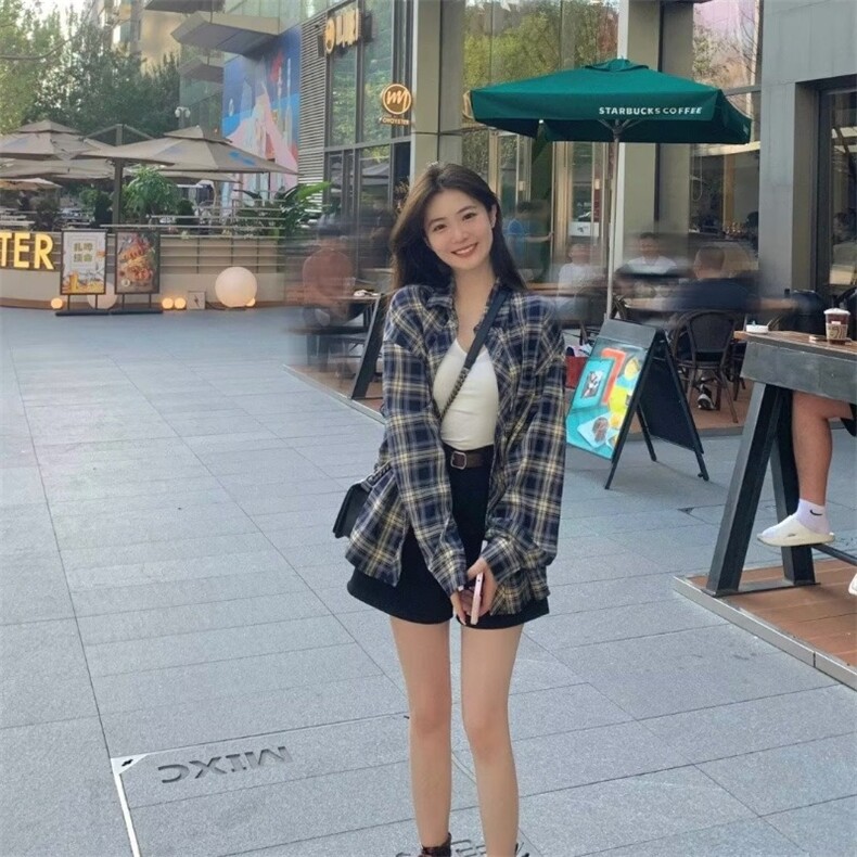 C237-P28复古格子甜美薄款防晒开衫外套女士夏季新款长袖衬衣,男装防晒衣,电商B323A