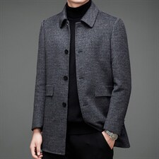 新款羊毛呢大衣秋冬商务中年男士羊毛保暖时尚外套MNSAA8166-P315，男装风衣，电商B212（原钱塘6029）