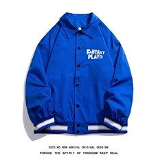 白底INS春季时尚潮流字母印花翻领棒球服百搭夹克外套G725P65控88，男装夹克，电商A247-1