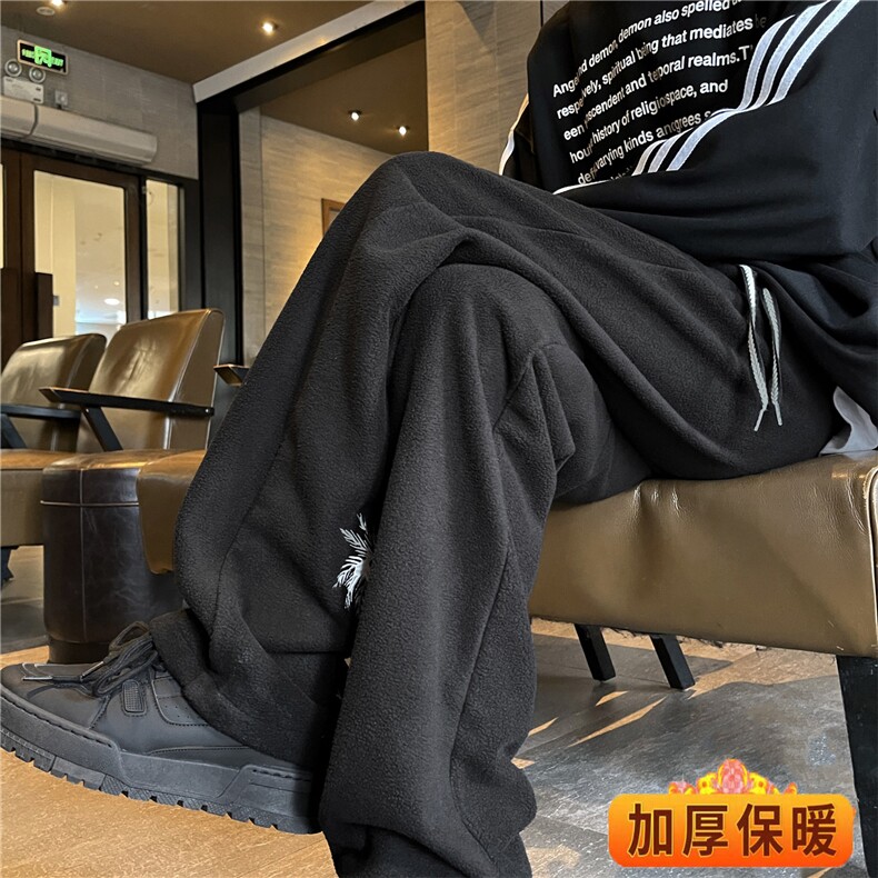 潮美式椰树刺绣直筒裤设计感加厚宽松百搭长裤A061-EX50186-P60,男装休闲裤,电商A061
