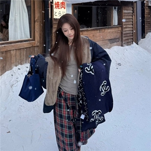 网图 高品质仿貂毛座山雕棉服连帽双面穿外套棉衣男女G1169 TP115图片