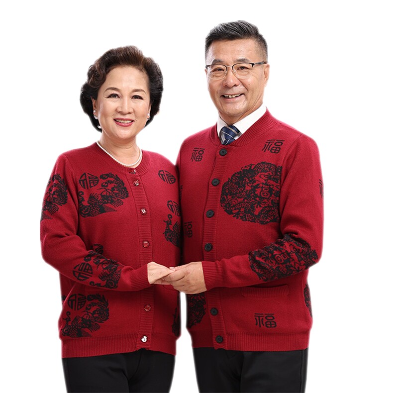 2025年秋季通勤套头中老年男女款中老年情侣龙凤福,针织衫/毛衣,亚东羊绒制品