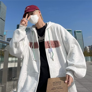 秋季高街ins港风情侣上衣潮流字母开衫宽松连帽卫衣男 W5974-P37图片
