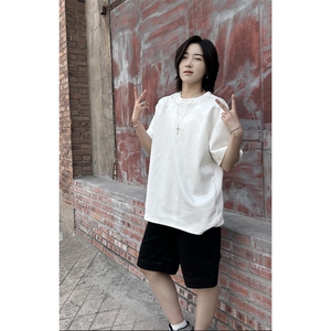 港风大码网红情侣麂皮绒宽松圆领短袖T恤 XZ213-T061-P35控48图片