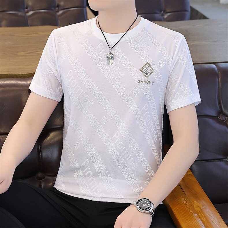 2023夏季新款男士短袖T恤青年时尚休闲男装半袖薄款体恤衫男上衣图片