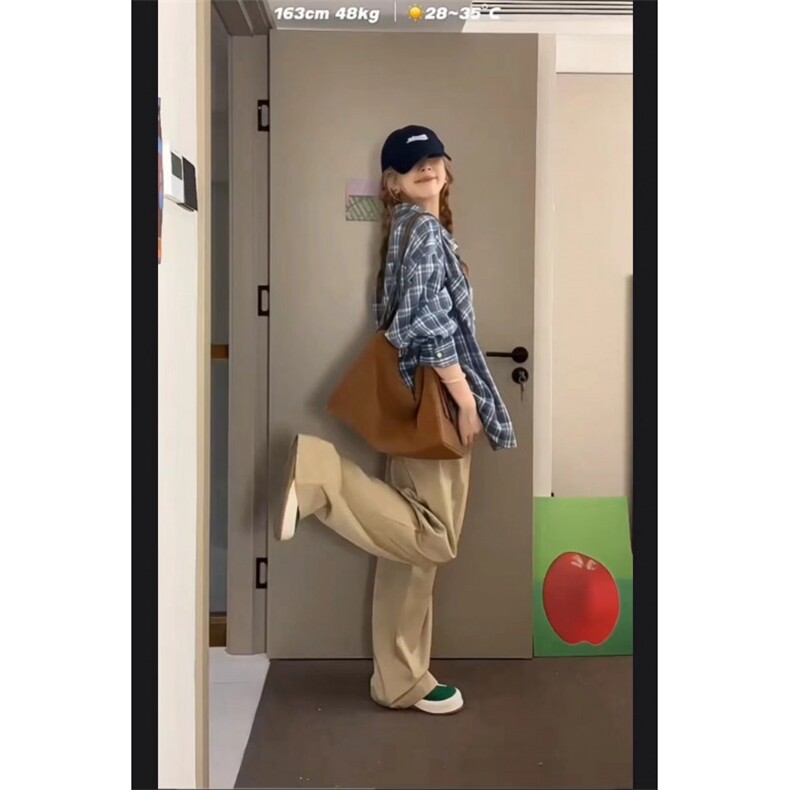 TC679-p45美式复古蓝色格子衬衫女装秋季新款外搭衬衣防晒外套,女装衬衫,星座617A-2