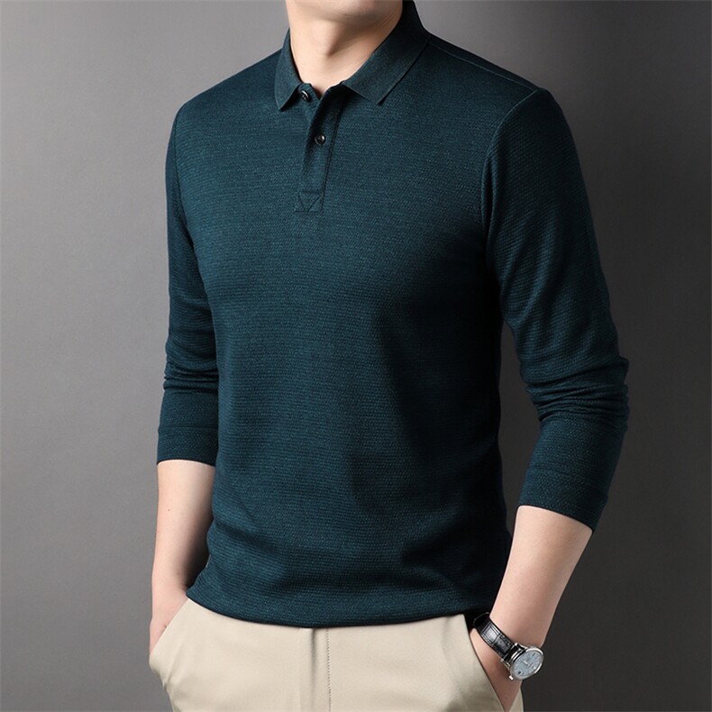 AG1630钱塘2020-3中年男士上衣长袖T桖薄款春季打底polo衫P43,男装T恤,钱塘207-3