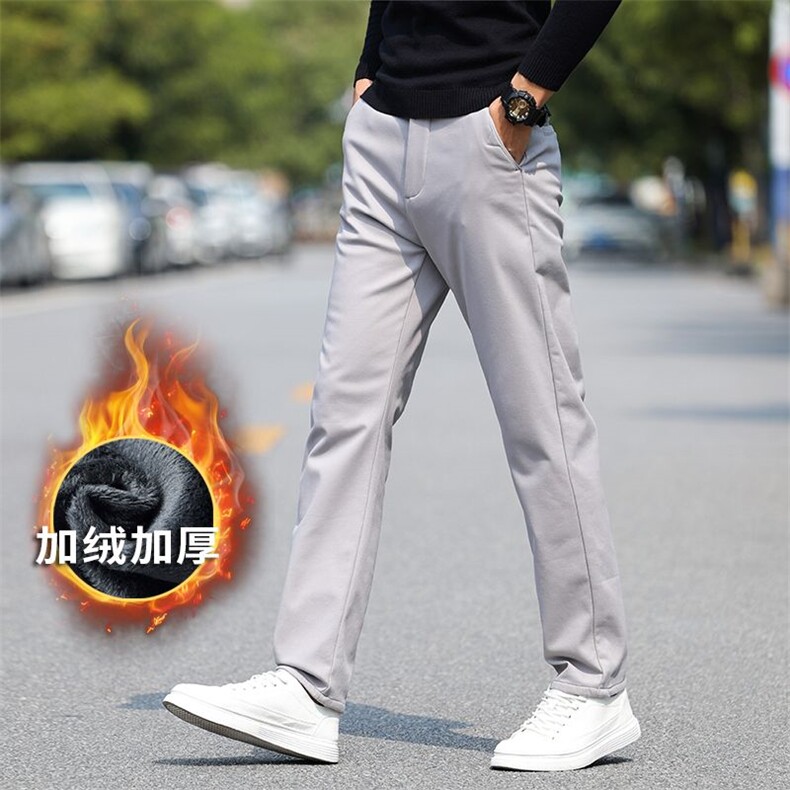 加绒休闲裤加绒加厚商务宽松直筒裤休闲裤秋冬款长裤JR6602，男装卫衣，星座205-2