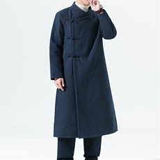 2158^风棉衣男中式唐装汉服复古装加长款棉服外套居士服棉袄，男装棉衣，钱塘777(原3023)