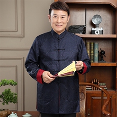 2024高品质秋款两面穿风唐装外套男士中老年中式复古盘扣夹克，男装夹克，钱塘723