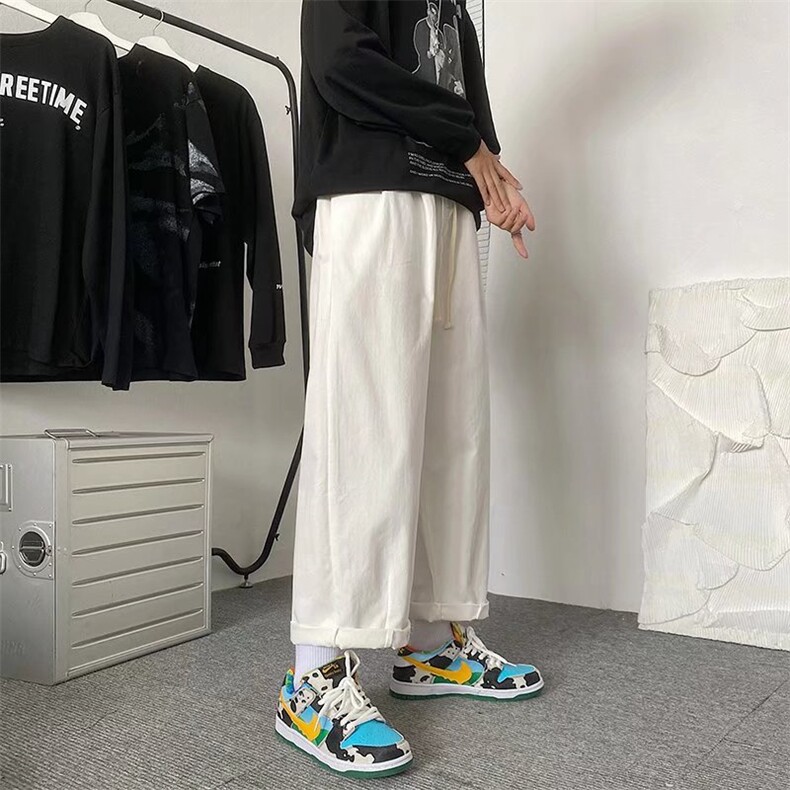 工装裤春秋潮流ins直筒宽松纯色复古阔腿九分运动潮牌K1413-P28,男装休闲裤,星座512-4