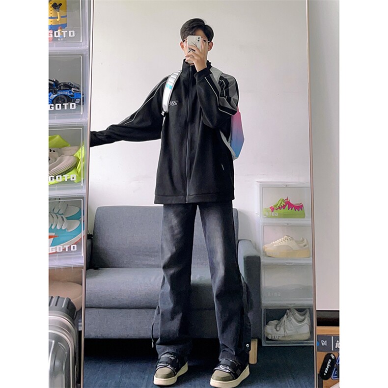 B221美式ins高街小众拉链直筒牛仔裤LK23028-P60控78,男装牛仔裤,电商B221