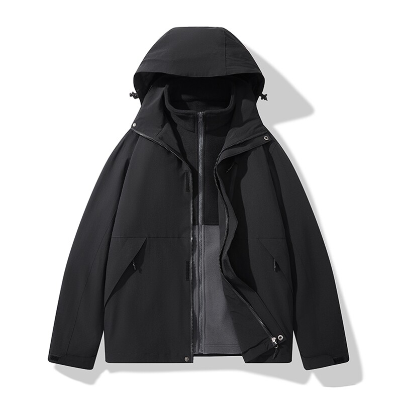 冬季三合一外套日系连帽男装青年夹克户外防水冲锋衣外套6152-P90图片
