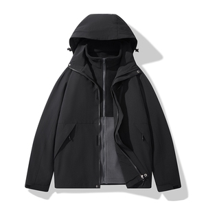 冬季三合一外套日系连帽男装青年夹克户外防水冲锋衣外套6152-P90