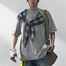 拼接设计感打结纯棉短袖ZX0163-P40，男装T恤，星座313A(原308A-2)