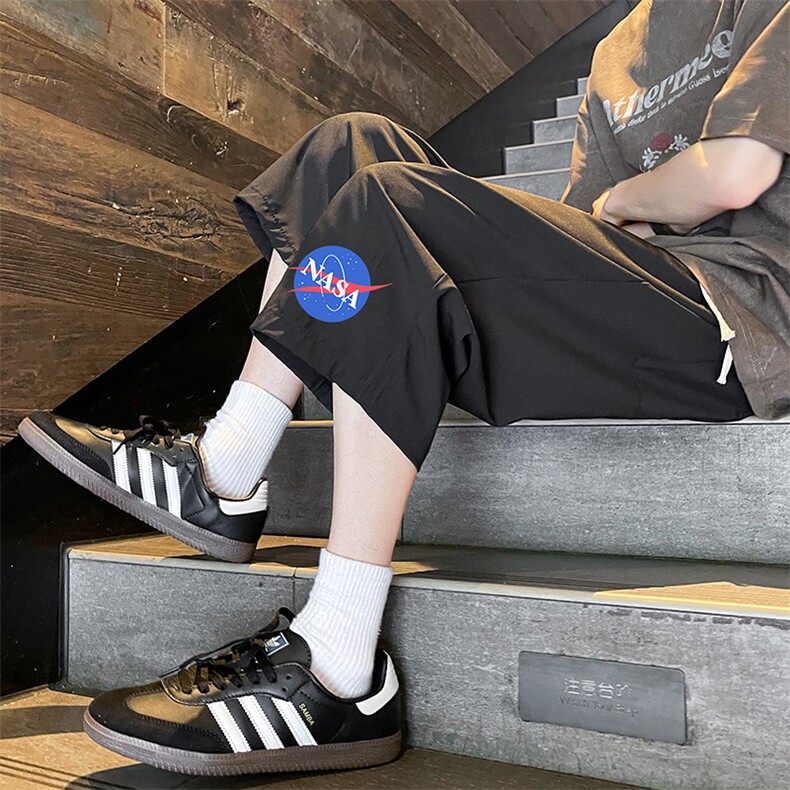 QK72252-P25冰丝七分裤男大码速干短裤男五分裤港风风格，男装休闲裤，电商A040