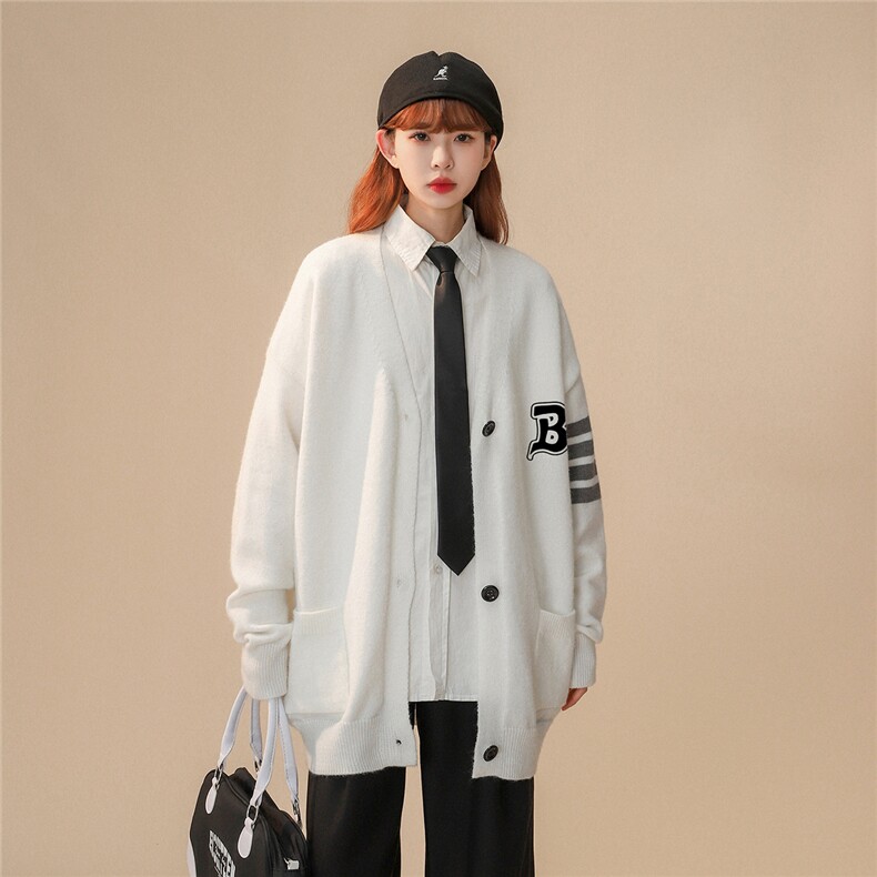中性风秋/冬ins韩版简约三条杠保暖百搭帅气开衫毛衣M356P65K88,男装针织衫/毛衣,A247A