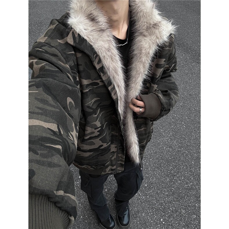 冬季重磅新立领迷彩座山雕棉衣男装痞帅毛毛领棉服外套S377-特125,男装棉衣,电商A233-1