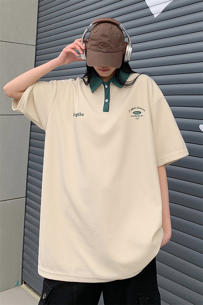 情侣装夏装2026新款港风宽松polo衫翻领夏季男装短袖T恤S187-P48,男装T恤,电商A233-1