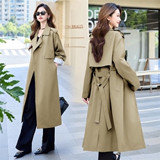 安哥拉红风衣外套女款2025新款春秋妈妈长款高个子高级感超火大衣，女装风衣，艾仟回(原伊仟回)