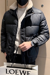 冬季新款皮棉衣男加厚可拆羊羔毛领立领修身痞帅棉袄 PM01-P148图片